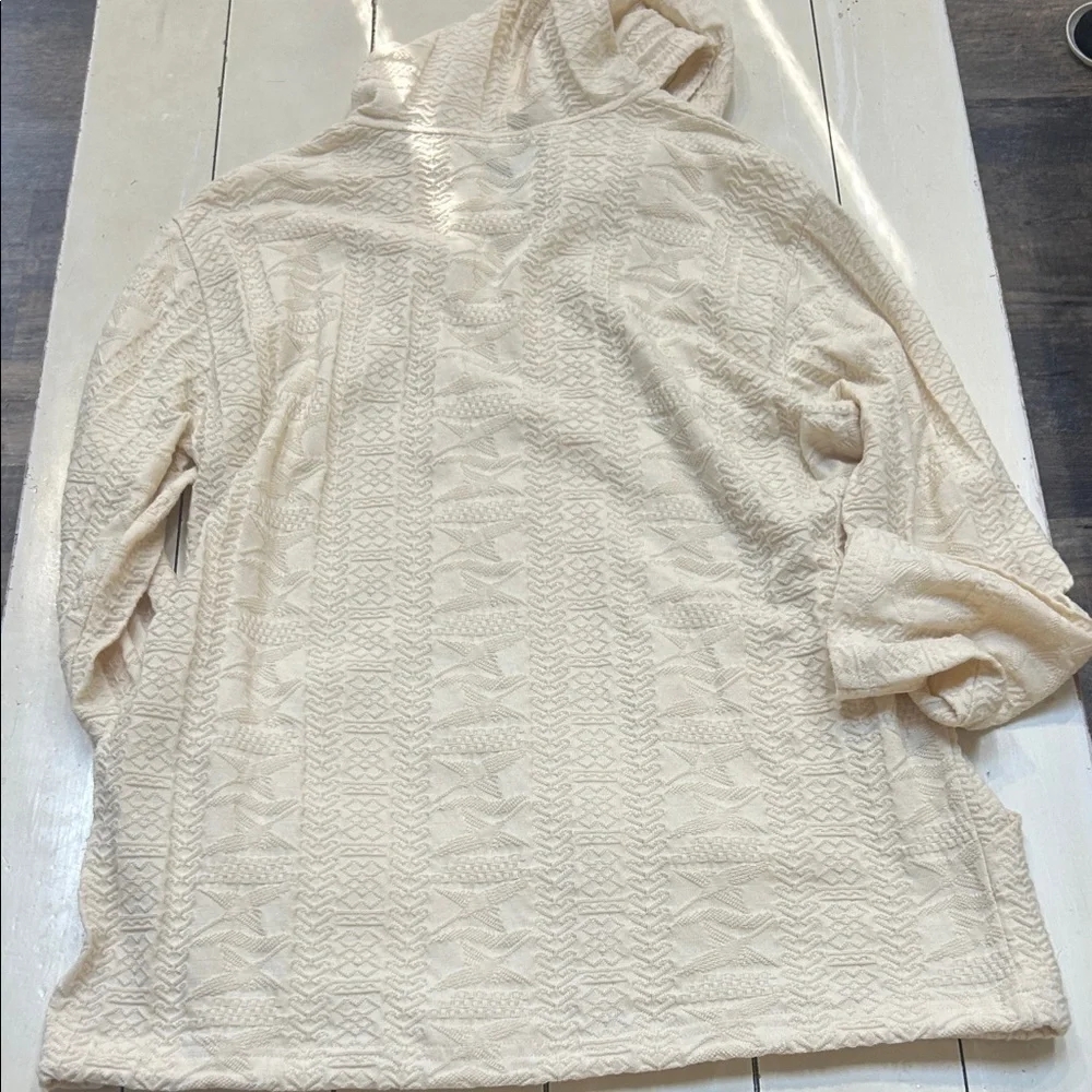 Incas Inc Cream Textured Zip-Up Alpaca Aztec knit Hoodie size XL